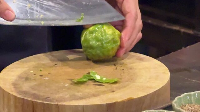 Closeup of Peeling a Lime 