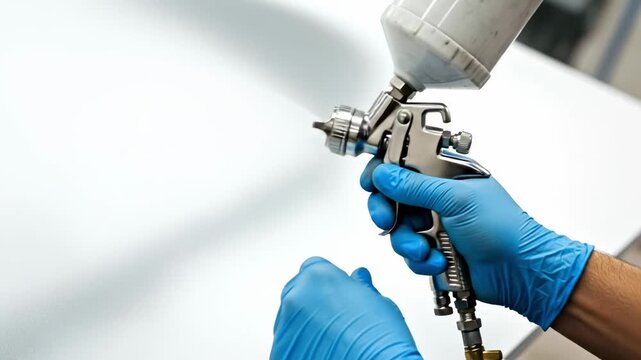Professional Auto Body Painter Using Spray Gun for Automotive Refinishing and Surface Coating Application