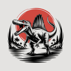 Tyrannosaurus Rex Dinosaur Standing Roaring. © Adi