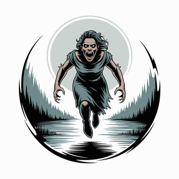 Woman running with long hair outdoors.