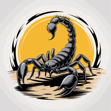 Scorpion standing on sandy ground.