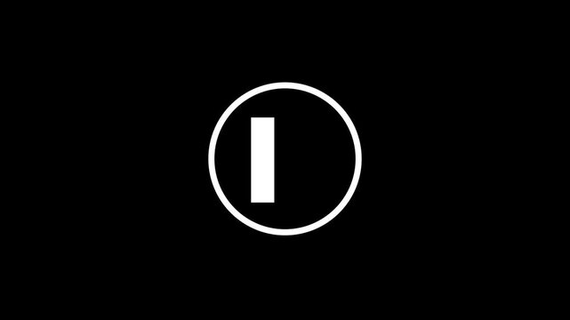 Animation of white pause button turning to play with morph style over a black background