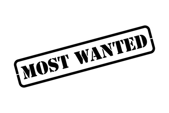 Most Wanted black rubber stamp vector illustration