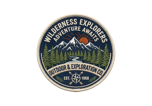 blue mountain landscape patch png on transparent background