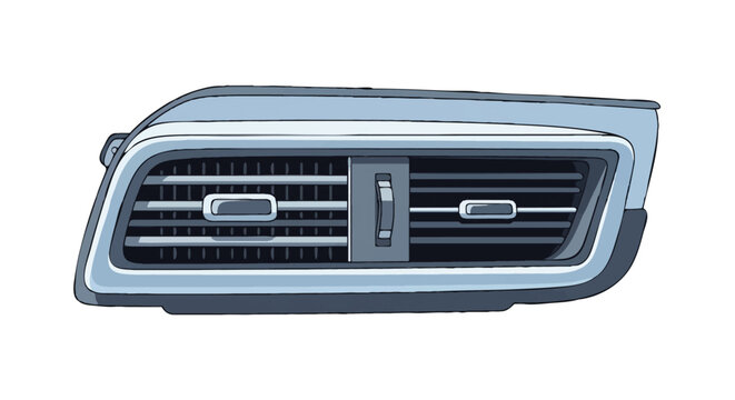 Modern Car Dashboard Air Conditioning Vent Illustration, Automotive AC Louver for Climate Control, Isolated Vector Graphic on White Background