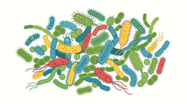 Colorful bacteria and germs illustration.