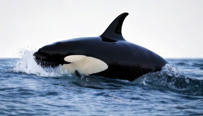 Fototapeta premium Majestic orca breaching the ocean surface with powerful grace and beauty.