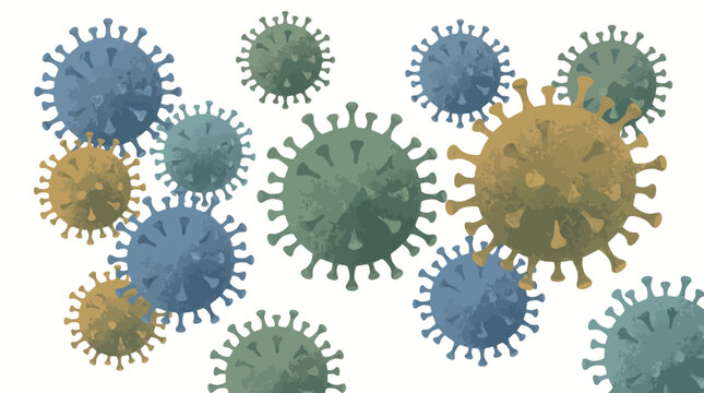 Virus particles with spike proteins.