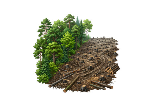 forest deforestation logging brown green png on transparent background