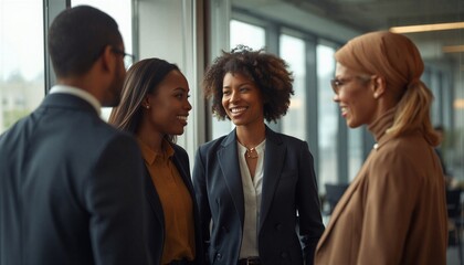 Obraz premium Business Professionals Networking in Modern Corporate Office