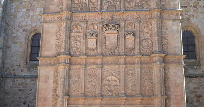 The famous Plateresque fa&ccedil;ade of the University of Salamanca in Spain.