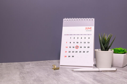 17 june wooden calendar in white background