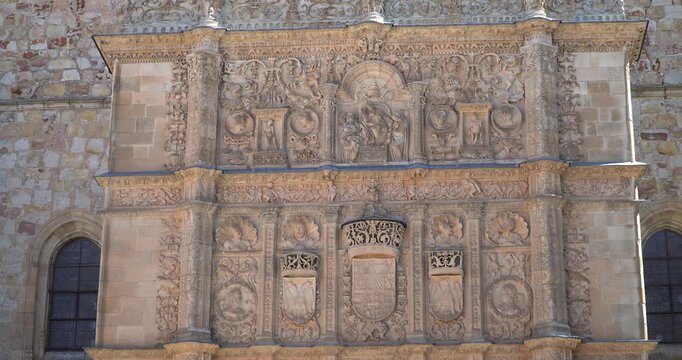The famous Plateresque fa&ccedil;ade of the University of Salamanca in Spain.
