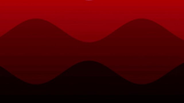 Red background featuring multiple horizontal layered waves undulating in a continuous loop animation.