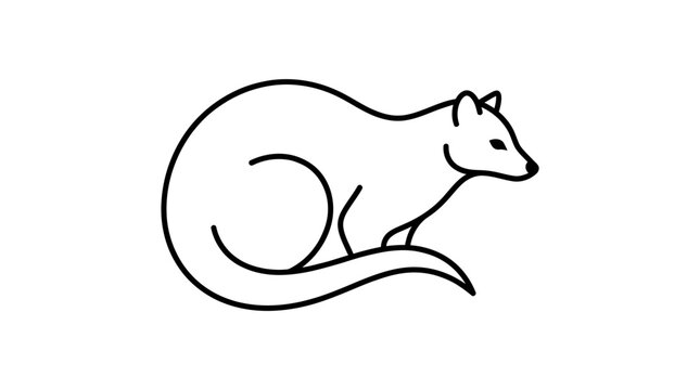 Stylized Line Art of a Ferret or Mongoose on White Background