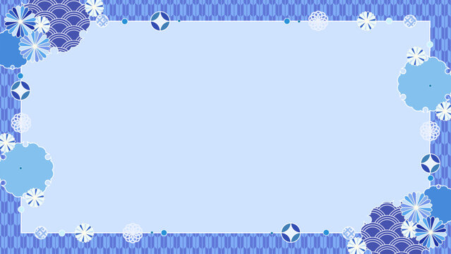 レトロでかわいい、夏色のフレーム背景、アスペクト比16:9