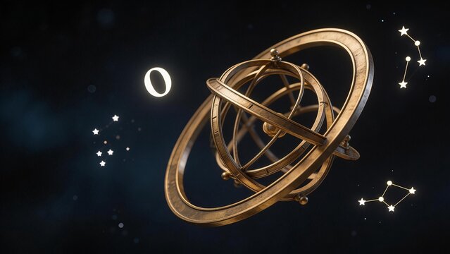 Golden celestial sphere in space