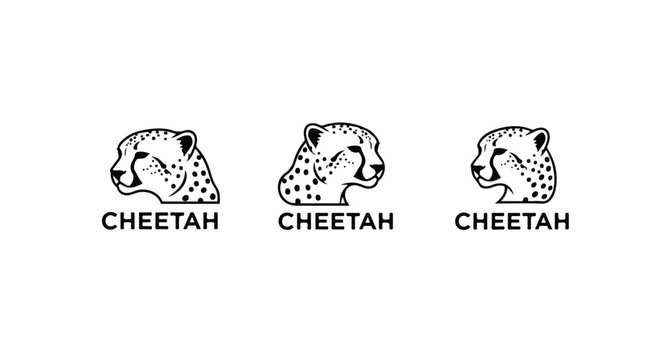 Cheetah and leopard heads halftone dot pattern border