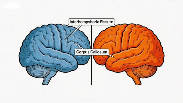 Human brain diagram with labeled parts