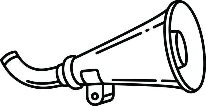 Shofar ram horn icon as a black line drawing for Jewish holiday