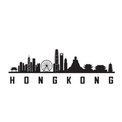 Fototapeta premium Hong Kong Skyline Minimalist Black Silhouette Vector Illustration