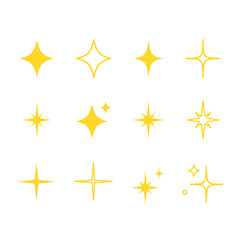 Obraz premium Sparkle Star Icons Set Yellow Flat Vector Collection