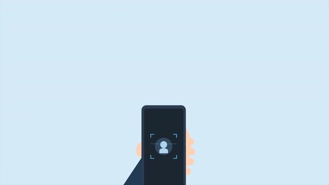 Smartphone Face Recognition Animation for Biometric Security, Facial ID Authentication, Digital Identity Verification, Cyber Security Unlocking Process 4k video