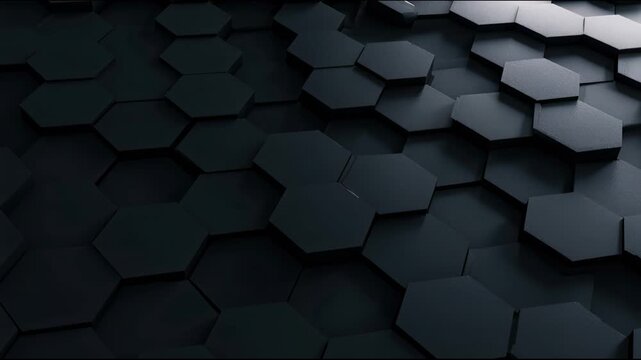 A dark video showcasing a pattern of black hexagons in a honeycomb design