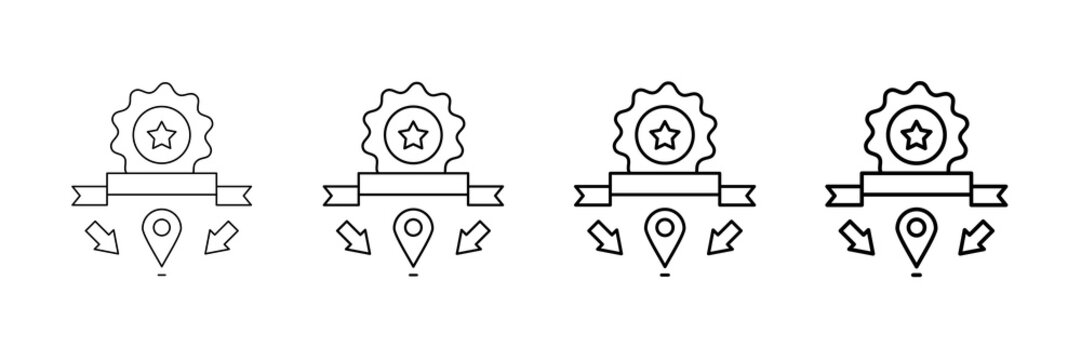 Market Position Icons Vector Set In Different Stroke Line Style