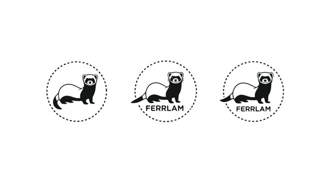 Cute ferret faces with halftone dot pattern overlay