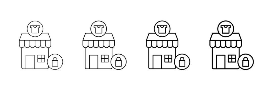Merch Store Icons Vector Set In Different Stroke Line Style