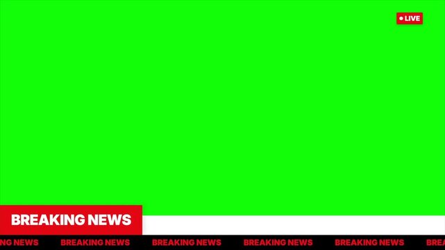 Breaking News Lower Third Graphic on Green Screen, News Ticker, Live Broadcast Overlay, Journalism Background, Chroma Key Animation, Media Alert Template 4k video