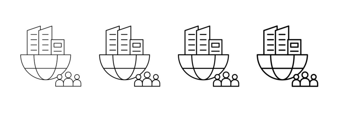Urban Population Icons Vector Set In Different Stroke Line Style