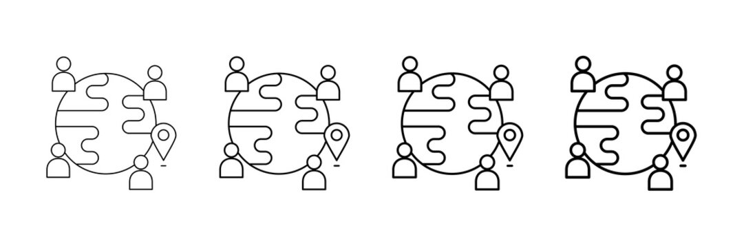 Population Density Icons Vector Set In Different Stroke Line Style