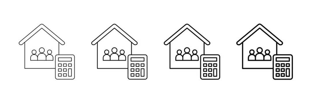 Household Size Icons Vector Set In Different Stroke Line Style