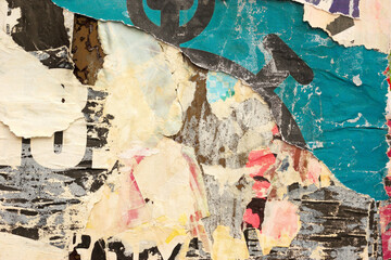 Fototapeta premium Posters old colorful ripped torn grunge backgrounds creased crumpled paper backdrop surface placard empty space for text