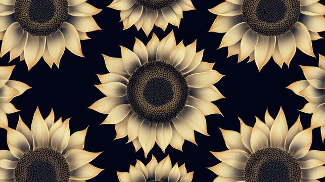 Golden sunflower pattern on a dark background