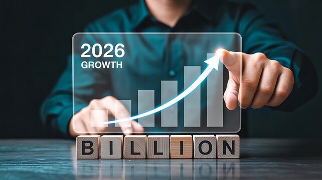 Digital financial growth chart with billion concept and future business success