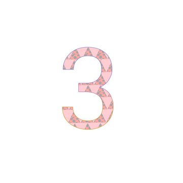 Creative number 3 illustration with soft pastel geometric pattern on a light gray background.