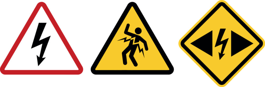 Electrical Hazard Warning Sign Set for Workplace Safety Electrocution Risk High Voltage Alert and Industrial Regulatory Compliance Training Use