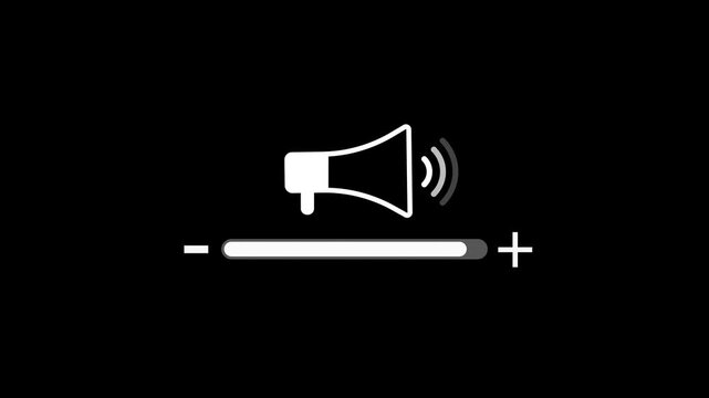 animated in volume increase screen. sound button, speaker sign
