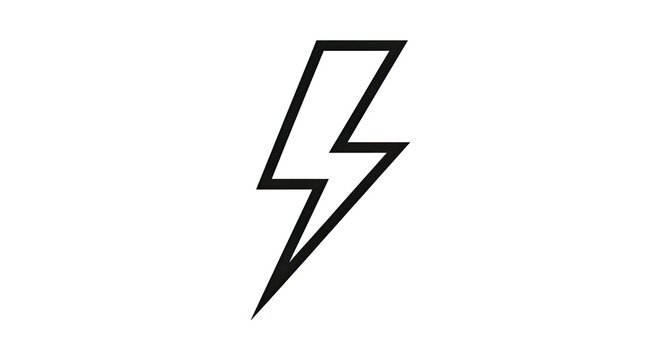 Black lightning bolt icon outline on white background
