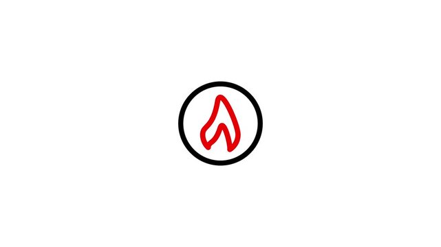 circle outline with fire icon animation.