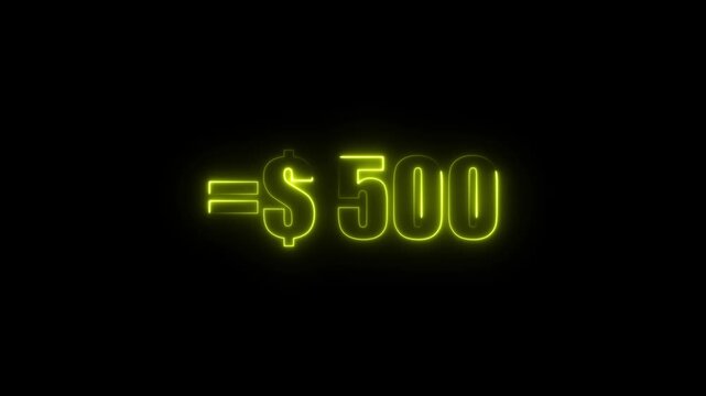 glowing line five hundred dollar animation. $500