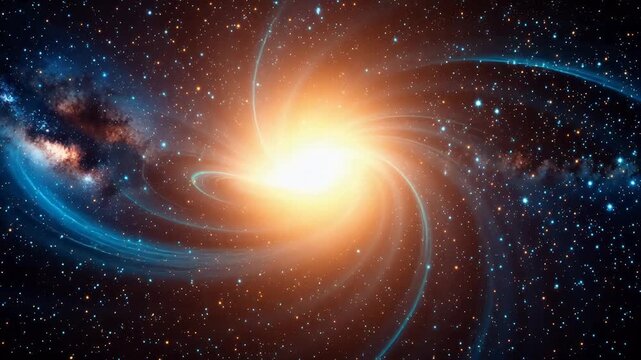 Luminous spiral galaxy with vibrant cosmic dust and starlight in the vast expanse of the universe, depicting deep space phenomena and celestial beauty