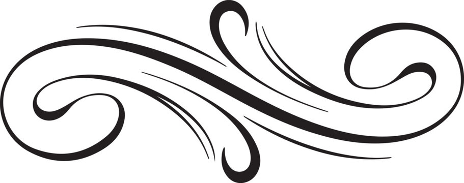 Elegant black ornamental scroll element for refined decorative compositions.