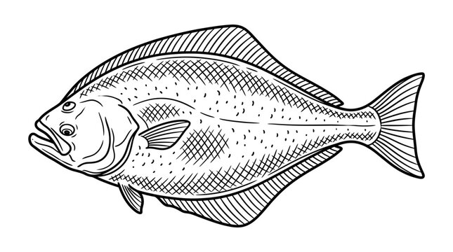 Flounder Fish Illustration - Hand-Drawn Style