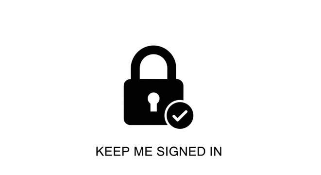 Padlock with checkmark and keyhole.