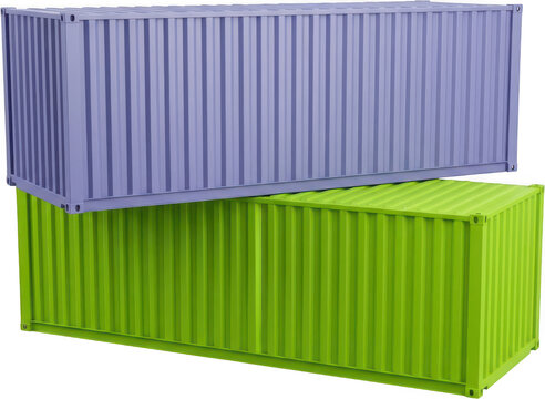 Two colorful corrugated shipping containers one lime green and one purple stacked atop each other showcasing industrial logistics and storage solutions cargo container transport