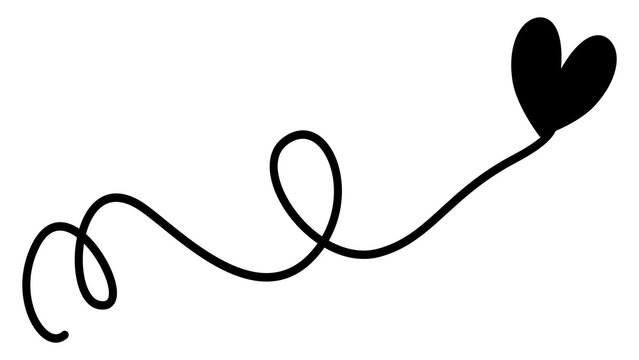 Ilustraci&oacute;n de una l&iacute;nea negra con un coraz&oacute;n  en un fondo transparente para ser utilizado el d&iacute;a de los enamorados